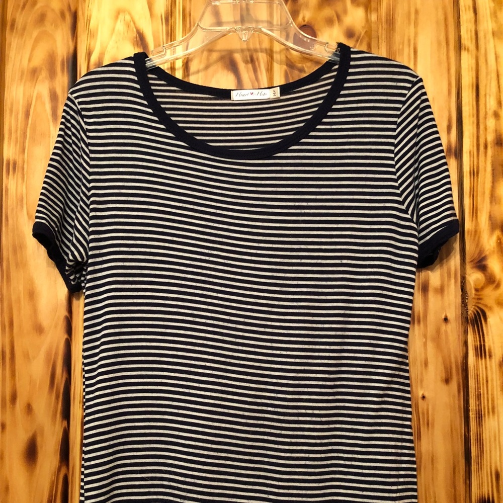 Women’s Navy White Striped Love Culture Tee Size L